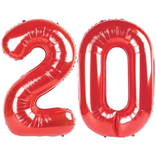 20 Luftballon - Rot Geburtstag Zahlenballons, 40 Zoll Große Folienballons für Männer Frauen Jungen Mädchen Rot Themed Geburtstagsdekorationen 20 Luftballon - Rot Geburtstag Zahlenballons, 40 Zoll Große Folienballons für Männer Frauen Jungen Mädchen Rot Themed Geburtstagsdekorationen von KEXINGTUO