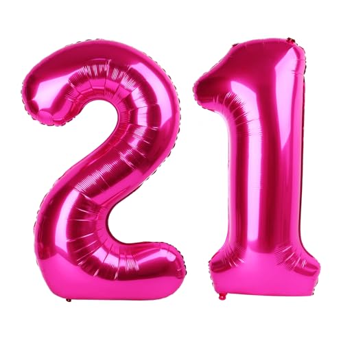 21 Luftballon - Hot Pink Geburtstag Zahlenballons, 40 Zoll große Folienballons für Männer Frauen Jungen Mädchen Hot Pink Themed Geburtstagsdekorationen 21 Luftballon - Hot Pink Geburtstag Zahlenballons, 40 Zoll große Folienballons für Männer Frauen Jungen Mädchen Hot Pink Themed Geburtstagsdekorationen von KEXINGTUO