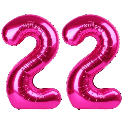 22 Luftballon - Hot Pink Geburtstag Zahlenballons, 40 Zoll große Folienballons für Männer Frauen Jungen Mädchen Hot Pink Themed Geburtstagsdekorationen 22 Luftballon - Hot Pink Geburtstag Zahlenballons, 40 Zoll große Folienballons für Männer Frauen Jungen Mädchen Hot Pink Themed Geburtstagsdekorationen von KEXINGTUO