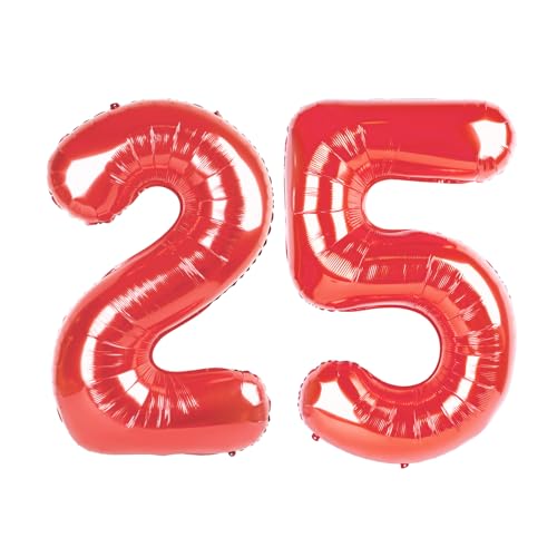25 Luftballon - Rot Geburtstag Zahlenballons, 40 Zoll Große Folienballons für Männer Frauen Jungen Mädchen Rot Themed Geburtstagsdekorationen 25 Luftballon - Rot Geburtstag Zahlenballons, 40 Zoll Große Folienballons für Männer Frauen Jungen Mädchen Rot Themed Geburtstagsdekorationen von KEXINGTUO