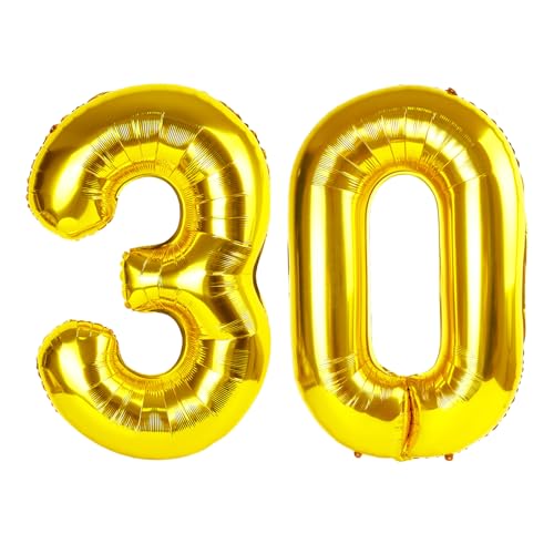 30 Ballon - Gold Geburtstag Zahlenballons, 40 Zoll Große Folienballons für Männer Frauen Jungen Mädchen Gold Themed Geburtstagsdekorationen 30 Ballon - Gold Geburtstag Zahlenballons, 40 Zoll Große Folienballons für Männer Frauen Jungen Mädchen Gold Themed Geburtstagsdekorationen von KEXINGTUO