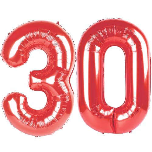 30 Luftballon - Rot Geburtstag Zahlenballons, 40 Zoll Große Folienballons für Männer Frauen Jungen Mädchen Rot Themed Geburtstagsdekorationen von KEXINGTUO