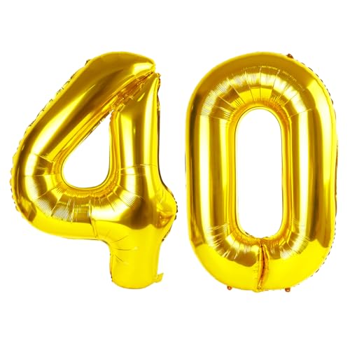 40 Ballon - Gold Geburtstag Zahlenballons, 40 Zoll Große Folienballons für Männer Frauen Jungen Mädchen Gold Themed Geburtstagsdekorationen 40 Ballon - Gold Geburtstag Zahlenballons, 40 Zoll Große Folienballons für Männer Frauen Jungen Mädchen Gold Themed Geburtstagsdekorationen von KEXINGTUO