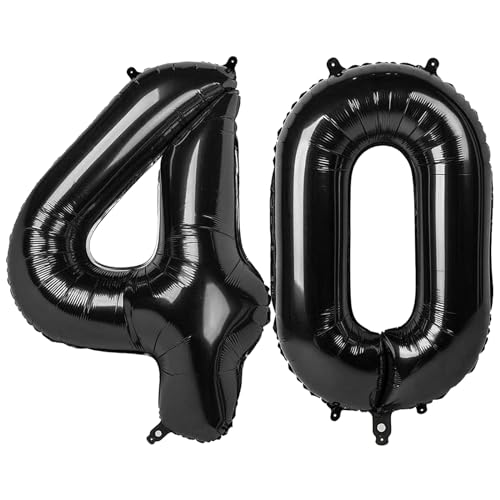 40 Luftballons – Schwarze Geburtstagszahlenballons, 101,6 cm große Folienballons für Männer, Frauen, Jungen, Mädchen, schwarze Themen-Geburtstagsdekorationen 40 Luftballons – Schwarze Geburtstagszahlenballons, 101,6 cm große Folienballons für Männer, Frauen, Jungen, Mädchen, schwarze Themen-Geburtstagsdekorationen von KEXINGTUO