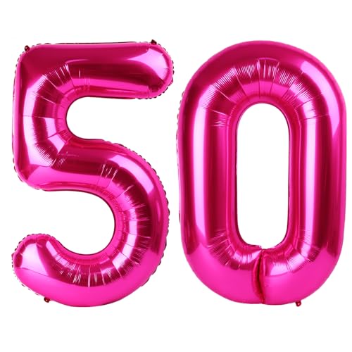 50 Luftballon - Hot Pink Geburtstag Zahlenballons, 40 Zoll große Folienballons für Männer Frauen Jungen Mädchen Hot Pink Themed Geburtstagsdekorationen 50 Luftballon - Hot Pink Geburtstag Zahlenballons, 40 Zoll große Folienballons für Männer Frauen Jungen Mädchen Hot Pink Themed Geburtstagsdekorationen von KEXINGTUO