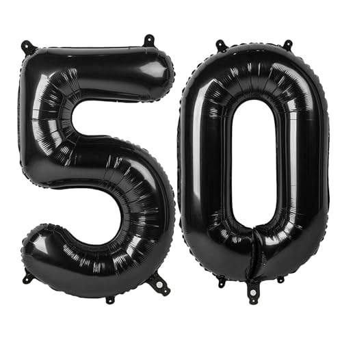50 Luftballons – Schwarze Geburtstagszahlenballons, 101,6 cm große Folienballons für Männer, Frauen, Jungen, Mädchen, schwarze Themen-Geburtstagsdekorationen 50 Luftballons – Schwarze Geburtstagszahlenballons, 101,6 cm große Folienballons für Männer, Frauen, Jungen, Mädchen, schwarze Themen-Geburtstagsdekorationen von KEXINGTUO