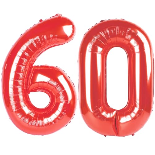 60 Luftballon - Rot Geburtstag Zahlenballons, 40 Zoll Große Folienballons für Männer Frauen Jungen Mädchen Rot Themed Geburtstagsdekorationen 60 Luftballon - Rot Geburtstag Zahlenballons, 40 Zoll Große Folienballons für Männer Frauen Jungen Mädchen Rot Themed Geburtstagsdekorationen von KEXINGTUO