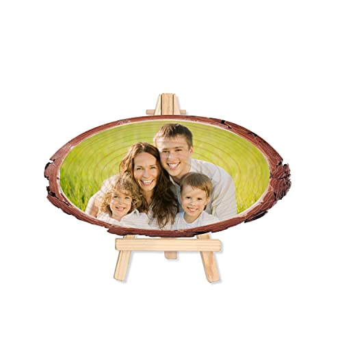 KEYE Holzscheiben Personalisiert - Ovale Baumscheibe mit Fotogravur - Foto auf Holzscheibe - Tolles Geschenk zum Jubiläum Geburtstag Jahrestag Hochzeit Dekoration (26x11cm) von KEYE