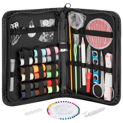 KEYHOT Nähset Grundausstattung, Großmütter, Erwachsene, Anfänger und Reisende, Nähzeug Set enthält Nadeln, Faden, Scheren, Maßband, Fingerhut PU Case (18 Farben) von KEYHOT