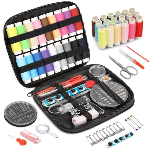 KEYHOT Nähset Grundausstattung, Nadel und Faden Kits Reise für Erwachsene Mama Oma Mädchen Kinder Anfänger Heim Notfall Notwendigkeit einschließlich Schere Maße Tape Nadel Threader (87PCS) von KEYHOT