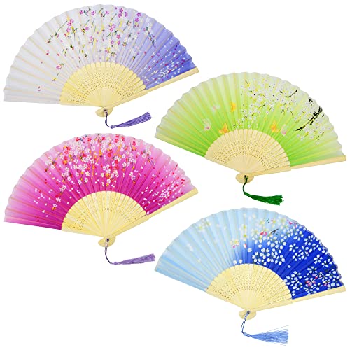 AWCIGG 4 Stück Fächer Handfächer Holz Seide Stoff Faltfächer Chinesische Stil mit Quaste Fächer Groß Klein für Hochzeit Gäste Kinder Damen Mädchen Sommer Folding Hand Fan Asiatische Deko AWCIGG 4 Stück Fächer Handfächer Holz Seide Stoff Faltfächer Chinesische Stil mit Quaste Fächer Groß Klein für Hochzeit Gäste Kinder Damen Mädchen Sommer Folding Hand Fan Asiatische Deko von AWCIGG
