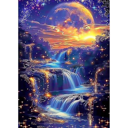 KEYIFA 5D Diamond Painting Set für Erwachsene, DIY Diamant Painting Bilder Art Kristall Set, Mondwasserfall Diamond Painting Zubehör Full Drill Bilder, Home Wand Dekor 30x40cm KEYIFA 5D Diamond Painting Set für Erwachsene, DIY Diamant Painting Bilder Art Kristall Set, Mondwasserfall Diamond Painting Zubehör Full Drill Bilder, Home Wand Dekor 30x40cm von KEYIFA