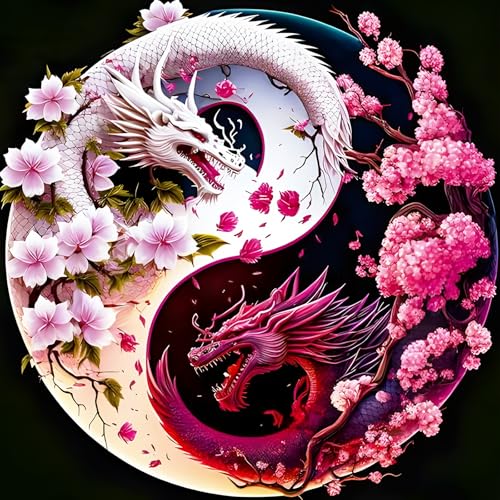 KEYIFA 5D Diamond Painting Set für Erwachsene Yin Yang Drache, DIY Diamant Bilder Art Kristall Set, Zubehör Full Drill, Home Wand Dekor 30x30cm KEYIFA 5D Diamond Painting Set für Erwachsene Yin Yang Drache, DIY Diamant Bilder Art Kristall Set, Zubehör Full Drill, Home Wand Dekor 30x30cm von KEYIFA