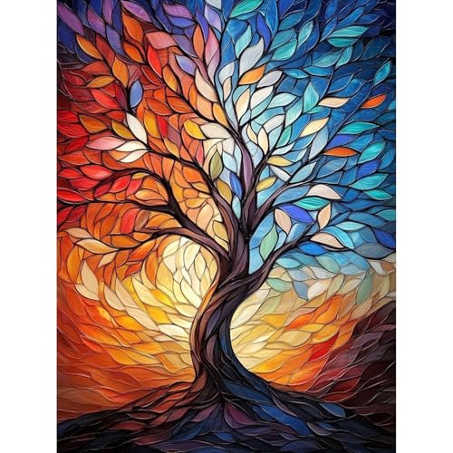 KEYIFA Baum des Lebens Malen Nach Zahlen Erwachsene, Malen Nach Zahlen Kits mit Pinseln und Acrylfarben, DIY Baum Ölgemälde Set Malen Basteln Leinwand Bild Erwachsene, Home Deko 30x40cm von KEYIFA