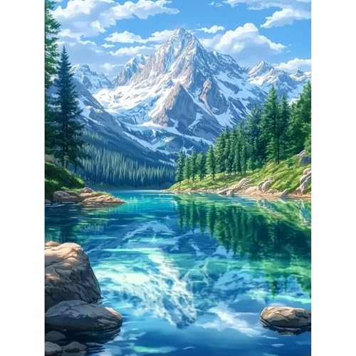 KEYIFA Bergsee Malen Nach Zahlen Erwachsene, Malen Nach Zahlen Kits mit Pinseln und Acrylfarben, DIY Landschaft Ölgemälde Set Malen Basteln Leinwand Bild Erwachsene, Home Deko 30x40cm KEYIFA Bergsee Malen Nach Zahlen Erwachsene, Malen Nach Zahlen Kits mit Pinseln und Acrylfarben, DIY Landschaft Ölgemälde Set Malen Basteln Leinwand Bild Erwachsene, Home Deko 30x40cm von KEYIFA