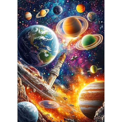 KEYIFA Buntes Universum Diamond Painting Zubehör, 5D Crystal Art Foto Bastelset Diamond Painting Erwachsene, DIY Vollbohrer Bilder Diamond Painting Set, Home Wand Dekor 30x40cm von KEYIFA