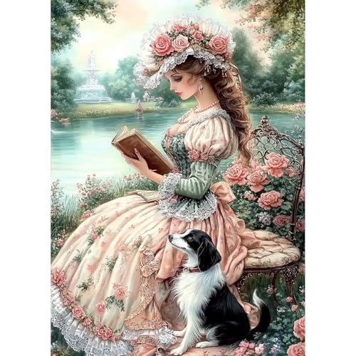 KEYIFA Dame Blumen Diamond Painting Zubehör, 5D Crystal Art Foto Bastelset Diamond Painting Erwachsene, DIY Vollbohrer Bilder Diamond Painting Set, Home Wand Dekor 30x40cm von KEYIFA