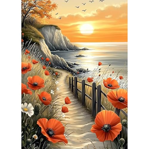 KEYIFA Diamond Painting Set, 5D DIY Sonnenaufgang Blumen Vollbohrer Basteln Bilder Diamond Painting mit ZubehöR, Meer Crystal Art Foto Diamond Painting FüR Erwachsene, Home Wand Dekor 30x40cm KEYIFA Diamond Painting Set, 5D DIY Sonnenaufgang Blumen Vollbohrer Basteln Bilder Diamond Painting mit ZubehöR, Meer Crystal Art Foto Diamond Painting FüR Erwachsene, Home Wand Dekor 30x40cm von KEYIFA