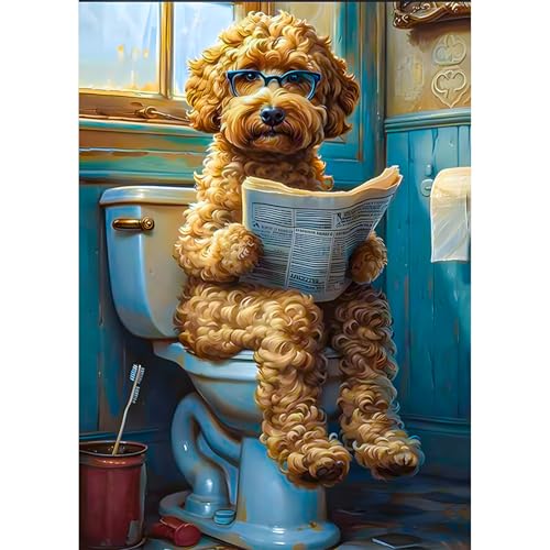 KEYIFA Diamond Painting Zubehör, 5D Süßer Hund auf der Toilette Crystal Art Foto Bastelset Diamond Painting Erwachsene, DIY Vollbohrer Bilder Diamond Painting Set, Home Wand Dekor 30x40cm KEYIFA Diamond Painting Zubehör, 5D Süßer Hund auf der Toilette Crystal Art Foto Bastelset Diamond Painting Erwachsene, DIY Vollbohrer Bilder Diamond Painting Set, Home Wand Dekor 30x40cm von KEYIFA