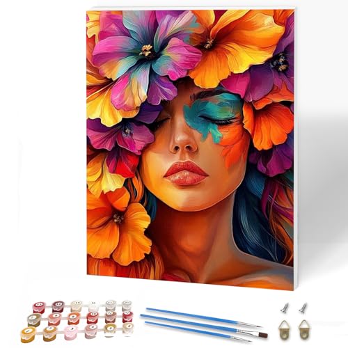 KEYIFA Elegante Dame Malen Nach Zahlen Erwachsene Rahmen, Malen Nach Zahlen Kits mit Pinseln und Acrylfarben, DIY Blumen Ölgemälde Set Malen Basteln Leinwand Bild Erwachsene, Home Deko 30x40cm KEYIFA Elegante Dame Malen Nach Zahlen Erwachsene Rahmen, Malen Nach Zahlen Kits mit Pinseln und Acrylfarben, DIY Blumen Ölgemälde Set Malen Basteln Leinwand Bild Erwachsene, Home Deko 30x40cm von KEYIFA