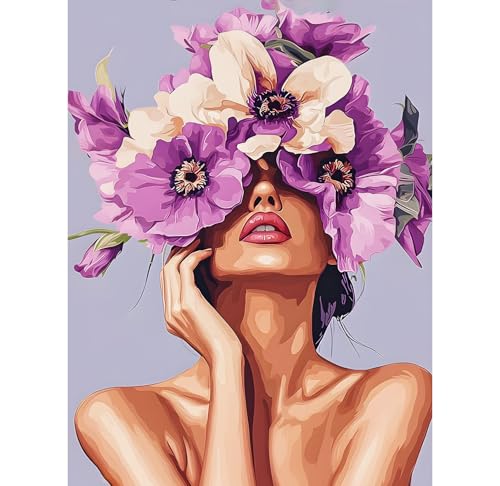 KEYIFA Frau Blume Malen Nach Zahlen Erwachsene, Malen Nach Zahlen Kits mit Pinseln und Acrylfarben, DIY Blumen Ölgemälde Set Malen Basteln Leinwand Bild Erwachsene, Home Deko 30x40cm KEYIFA Frau Blume Malen Nach Zahlen Erwachsene, Malen Nach Zahlen Kits mit Pinseln und Acrylfarben, DIY Blumen Ölgemälde Set Malen Basteln Leinwand Bild Erwachsene, Home Deko 30x40cm von KEYIFA