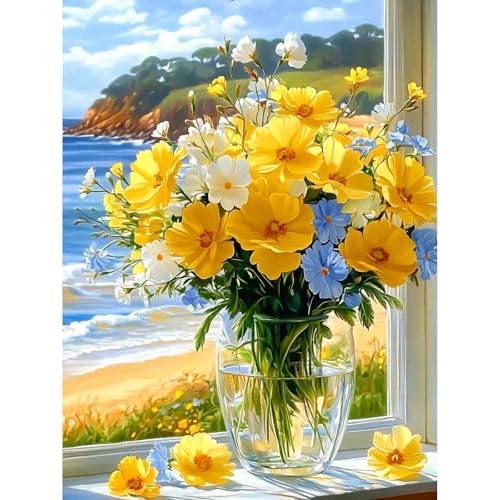 KEYIFA Gelbe Blumen Malen Nach Zahlen Erwachsene, Malen Nach Zahlen Kits mit Pinseln und Acrylfarben, DIY Meer Ölgemälde Set Malen Basteln Leinwand Bild Erwachsene, Home Deko 30x40cm KEYIFA Gelbe Blumen Malen Nach Zahlen Erwachsene, Malen Nach Zahlen Kits mit Pinseln und Acrylfarben, DIY Meer Ölgemälde Set Malen Basteln Leinwand Bild Erwachsene, Home Deko 30x40cm von KEYIFA