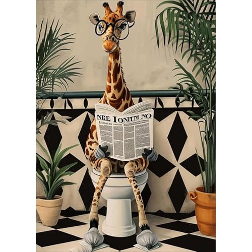 KEYIFA Giraffe Diamond Painting Zubehör, 5D Crystal Art Foto Bastelset Diamond Painting Erwachsene, DIY Tier liest Zeitung Vollbohrer Bilder Diamond Painting Set, Home Wand Dekor 30x40cm KEYIFA Giraffe Diamond Painting Zubehör, 5D Crystal Art Foto Bastelset Diamond Painting Erwachsene, DIY Tier liest Zeitung Vollbohrer Bilder Diamond Painting Set, Home Wand Dekor 30x40cm von KEYIFA