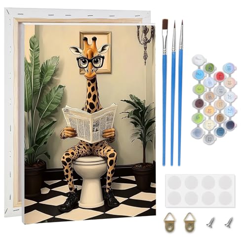 KEYIFA Giraffe Liest Malen Nach Zahlen Erwachsene mit Rahmen, Malen Nach Zahlen Kits mit Pinseln, DIY Tier Ölgemälde Set Malen Basteln Leinwand Bild Erwachsene, Home Deko 20x30cm KEYIFA Giraffe Liest Malen Nach Zahlen Erwachsene mit Rahmen, Malen Nach Zahlen Kits mit Pinseln, DIY Tier Ölgemälde Set Malen Basteln Leinwand Bild Erwachsene, Home Deko 20x30cm von KEYIFA
