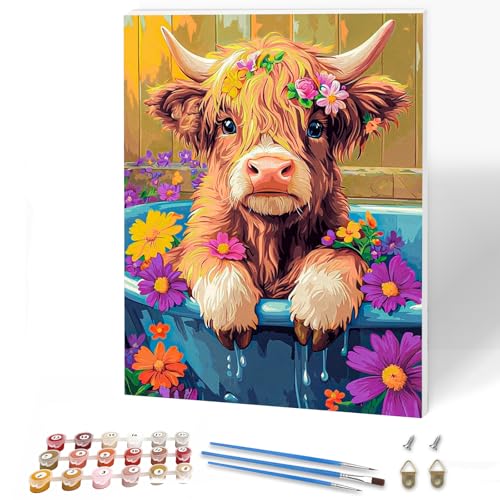 KEYIFA Kuh Blume Malen Nach Zahlen Erwachsene mit Rahmen, Malen Nach Zahlen Kits mit Pinseln und Acrylfarben, DIY Ölgemälde Set Malen Basteln Leinwand Bild Erwachsene, Home Deko 30x40cm KEYIFA Kuh Blume Malen Nach Zahlen Erwachsene mit Rahmen, Malen Nach Zahlen Kits mit Pinseln und Acrylfarben, DIY Ölgemälde Set Malen Basteln Leinwand Bild Erwachsene, Home Deko 30x40cm von KEYIFA