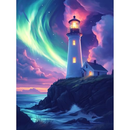 KEYIFA Leuchtturm Malen Nach Zahlen Erwachsene, Aurora Malen Nach Zahlen Kits mit Pinseln und Acrylfarben, DIY Ölgemälde Set Malen Basteln Leinwand Bild Erwachsene, Home Deko 30x40cm KEYIFA Leuchtturm Malen Nach Zahlen Erwachsene, Aurora Malen Nach Zahlen Kits mit Pinseln und Acrylfarben, DIY Ölgemälde Set Malen Basteln Leinwand Bild Erwachsene, Home Deko 30x40cm von KEYIFA