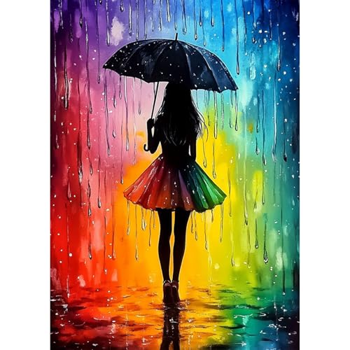 KEYIFA Mädchen Diamond Painting Set, 5D DIY Bunter Regenbogen Vollbohrer Basteln Bilder Diamond Painting mit ZubehöR, Crystal Art Foto Diamond Painting FüR Erwachsene, Home Wand Dekor 30x40cm von KEYIFA