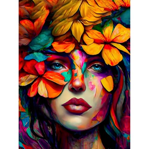 KEYIFA Malen Nach Zahlen Erwachsene, Frau und Blumen Malen Nach Zahlen Kits mit Pinseln und Acrylfarben, DIY Ölgemälde Set Malen Basteln Leinwand Bild Erwachsene, Home Deko 30x40cm von KEYIFA