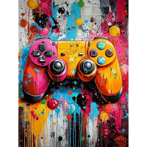 KEYIFA Malen Nach Zahlen Erwachsene, Game Controller Malen Nach Zahlen Kits mit Pinseln und Acrylfarben, DIY Ölgemälde Set Malen Basteln Leinwand Bild Erwachsene, Home Deko 30x40cm von KEYIFA