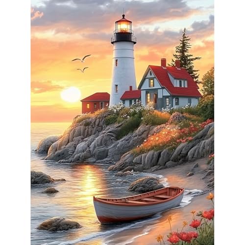 KEYIFA Malen Nach Zahlen Erwachsene, Leuchtturm Malen Nach Zahlen Kits mit Pinseln und Acrylfarben, DIY Meer Ölgemälde Set Malen Basteln Leinwand Bild Erwachsene, Home Deko 30x40cm KEYIFA Malen Nach Zahlen Erwachsene, Leuchtturm Malen Nach Zahlen Kits mit Pinseln und Acrylfarben, DIY Meer Ölgemälde Set Malen Basteln Leinwand Bild Erwachsene, Home Deko 30x40cm von KEYIFA