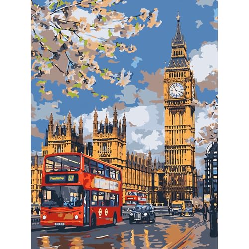 KEYIFA Malen Nach Zahlen Erwachsene Londoner Straße, Malen Nach Zahlen Kits mit Pinseln und Acrylfarben, DIY Ölgemälde Set Malen Basteln Leinwand Bild Erwachsene, Landschaft Home Deko 30x40CM KEYIFA Malen Nach Zahlen Erwachsene Londoner Straße, Malen Nach Zahlen Kits mit Pinseln und Acrylfarben, DIY Ölgemälde Set Malen Basteln Leinwand Bild Erwachsene, Landschaft Home Deko 30x40CM von KEYIFA