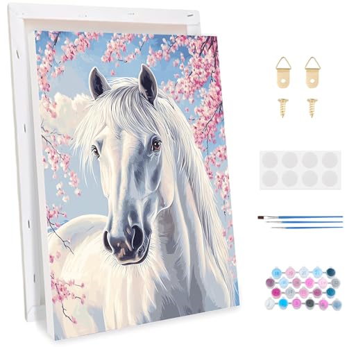 KEYIFA Malen Nach Zahlen Erwachsene Weißes Pferd, Malen Nach Zahlen Kits mit Pinseln und Acrylfarben, DIY Ölgemälde Set Malen Basteln Leinwand Bild Erwachsene, Home Deko 20x30cm KEYIFA Malen Nach Zahlen Erwachsene Weißes Pferd, Malen Nach Zahlen Kits mit Pinseln und Acrylfarben, DIY Ölgemälde Set Malen Basteln Leinwand Bild Erwachsene, Home Deko 20x30cm von KEYIFA
