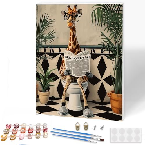 KEYIFA Malen Nach Zahlen Erwachsene mit Rahmen, Giraffe Malen Nach Zahlen Kits mit Pinseln und Acrylfarben, DIY Ölgemälde Set Tier Liest Malen Basteln Leinwand Bild Erwachsene, Home Deko 30x40cm KEYIFA Malen Nach Zahlen Erwachsene mit Rahmen, Giraffe Malen Nach Zahlen Kits mit Pinseln und Acrylfarben, DIY Ölgemälde Set Tier Liest Malen Basteln Leinwand Bild Erwachsene, Home Deko 30x40cm von KEYIFA