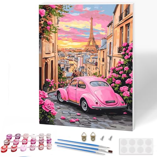 KEYIFA Malen Nach Zahlen Erwachsene mit Rahmen, Rosa Auto Malen Nach Zahlen Kits mit Pinseln und Acrylfarben, DIY Straßen Ölgemälde Set Malen Basteln Leinwand Bild Erwachsene, Home Deko 30x40cm KEYIFA Malen Nach Zahlen Erwachsene mit Rahmen, Rosa Auto Malen Nach Zahlen Kits mit Pinseln und Acrylfarben, DIY Straßen Ölgemälde Set Malen Basteln Leinwand Bild Erwachsene, Home Deko 30x40cm von KEYIFA