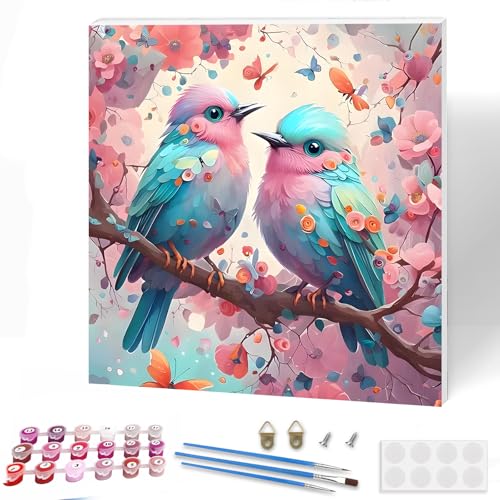 KEYIFA Malen Nach Zahlen Erwachsene mit Rahmen, Süße Rosa Vögel Malen Nach Zahlen Kits mit Pinseln und Acrylfarben, DIY Ölgemälde Set Malen Basteln Leinwand Bild Erwachsene, Home Deko 30x30cm KEYIFA Malen Nach Zahlen Erwachsene mit Rahmen, Süße Rosa Vögel Malen Nach Zahlen Kits mit Pinseln und Acrylfarben, DIY Ölgemälde Set Malen Basteln Leinwand Bild Erwachsene, Home Deko 30x30cm von KEYIFA