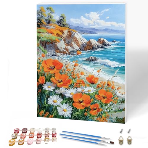 KEYIFA Meer Blumen Malen Nach Zahlen Erwachsene mit Rahmen, Malen Nach Zahlen Kits mit Pinseln und Acrylfarben, DIY Ölgemälde Set Malen Basteln Leinwand Bild Erwachsene, Home Deko 30x40cm KEYIFA Meer Blumen Malen Nach Zahlen Erwachsene mit Rahmen, Malen Nach Zahlen Kits mit Pinseln und Acrylfarben, DIY Ölgemälde Set Malen Basteln Leinwand Bild Erwachsene, Home Deko 30x40cm von KEYIFA