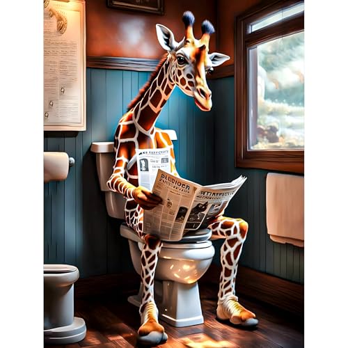 KEYIFA Süße Giraffe Malen Nach Zahlen Erwachsene, Malen Nach Zahlen Kits mit Pinseln und Acrylfarben, DIY Badezimmer Ölgemälde Set Malen Basteln Leinwand Bild Erwachsene, Home Deko 30x40cm von KEYIFA