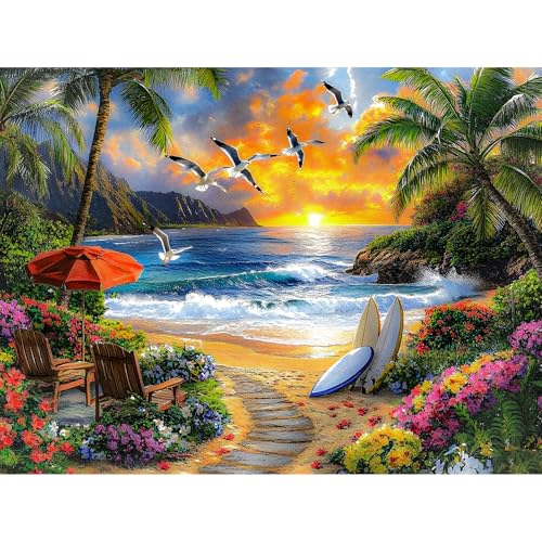 KEYIFA Tropischer Strand Malen Nach Zahlen Erwachsene, Strand Malen Nach Zahlen Kits mit Pinseln, DIY Ölgemälde Set Malen Basteln Leinwand Bild Erwachsene, Home Deko 40x30cm KEYIFA Tropischer Strand Malen Nach Zahlen Erwachsene, Strand Malen Nach Zahlen Kits mit Pinseln, DIY Ölgemälde Set Malen Basteln Leinwand Bild Erwachsene, Home Deko 40x30cm von KEYIFA