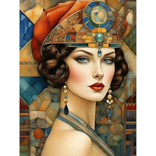 KEYIFA Vintage Dame Malen Nach Zahlen Erwachsene, Malen Nach Zahlen Kits mit Pinseln und Acrylfarben, DIY Ölgemälde Set Malen Basteln Leinwand Bild Erwachsene, Home Deko 30x40cm von KEYIFA