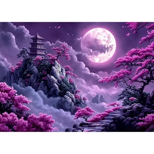 KEYIFA Violette Pagode Diamond Painting Zubehör, 5D Crystal Art Foto Bastelset Diamond Painting Erwachsene, DIY Vollbohrer Bilder Diamond Painting Set, Home Wand Dekor 40x30cm KEYIFA Violette Pagode Diamond Painting Zubehör, 5D Crystal Art Foto Bastelset Diamond Painting Erwachsene, DIY Vollbohrer Bilder Diamond Painting Set, Home Wand Dekor 40x30cm von KEYIFA