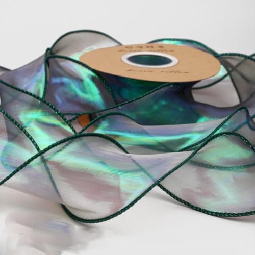Schillerndes Fischschwanz-Garn, Geschenkbänder für Blumen, Blumenstrauß, Verpackung, Organzaband für Valentinstag, Hochzeit, Dekorationen, Schleife, Aurora-Grün, eine Rolle Schillerndes Fischschwanz-Garn, Geschenkbänder für Blumen, Blumenstrauß, Verpackung, Organzaband für Valentinstag, Hochzeit, Dekorationen, Schleife, Aurora-Grün, eine Rolle von KEYNCO