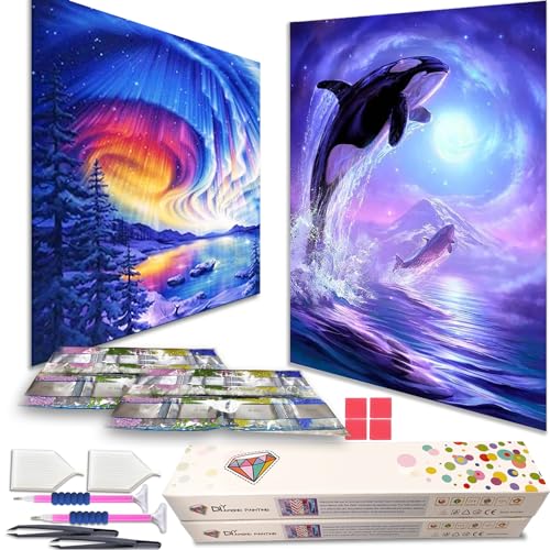 KEYRANKE® 2 Stück Diamond Painting Kinder Set mädchen Erwachsene Tiere diy 5d Diamant Malerei Painting Bilder für Home Wand-Decor, Mit Einer Upgrade-Geschenkbox als Geschenk von KEYRANKE