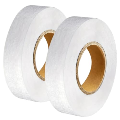 KEYRI 2 Rollen Saumband 70 Yards/64 Meter pro Rolle Bügelband zum Aufbügeln Extra Starkes Doppelseitiges Klebeband für Jeans, Stoff, Vorhang, Kleidungsstücke, Spleißstoffe (Weiß, 2cm Breite) von KEYRI
