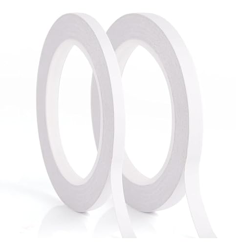KEYRI 2 Rollen Selbstklebeband 10mm Breit und 50 Meter Lang pro Rolle Doppelseitiges Klebeband Geeignet für Kunsthandwerk, Handarbeit, DIY, Fotos, Tapeten oder Verpackungen (Breite 10mm) von KEYRI