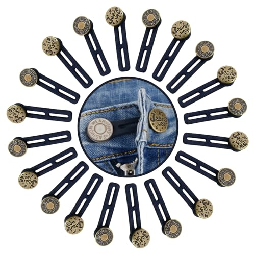 KEYRI 20 Stück Knopfverlängerungen Für Jeans Metall Einziehbare Knöpfe Ausziehbar Ohne Nähen Sofortiger Bundverlängerungsknopf Taillenverlängerungen Metall Verstellbare Für Frauen Männer (Bronze) von KEYRI