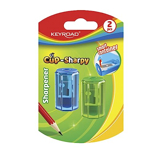 KEYROAD Ergonomischer Anspitzer Einzeln / 2 Stück/Kunststoff/Klingen aus Stahl/von Bleistiften und Buntstiften/Blister - Mischfarben/Sharpener Spitzer KEYROAD Ergonomischer Anspitzer Einzeln / 2 Stück/Kunststoff/Klingen aus Stahl/von Bleistiften und Buntstiften/Blister - Mischfarben/Sharpener Spitzer von KEYROAD